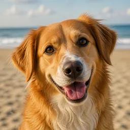 Perro feliz durante un día de playa